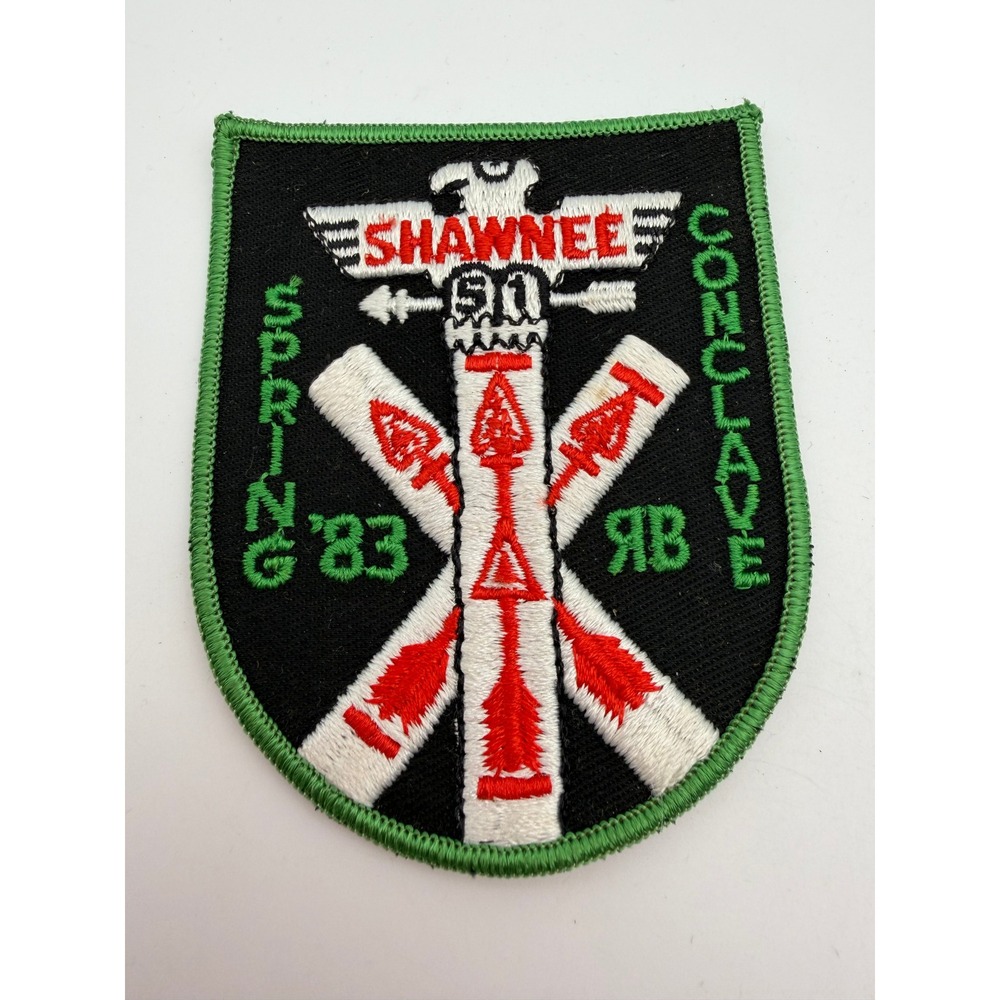 Vintage Boy Scouts BSA Shawnee 51 Spring Conclave 83 Patch Black Green Red F519